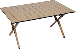 Keskor Tabelle Metallisch Klappbar für Camping 89x58x43cm Braun