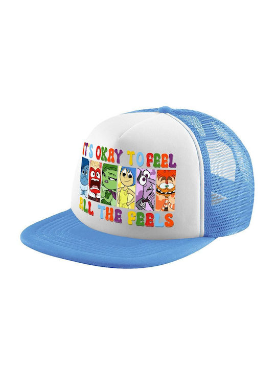 Koupakoupa Παιδικό Καπέλο Jockey Υφασμάτινο Inside Out It's Okay To Feel All The Feels Γαλάζιο