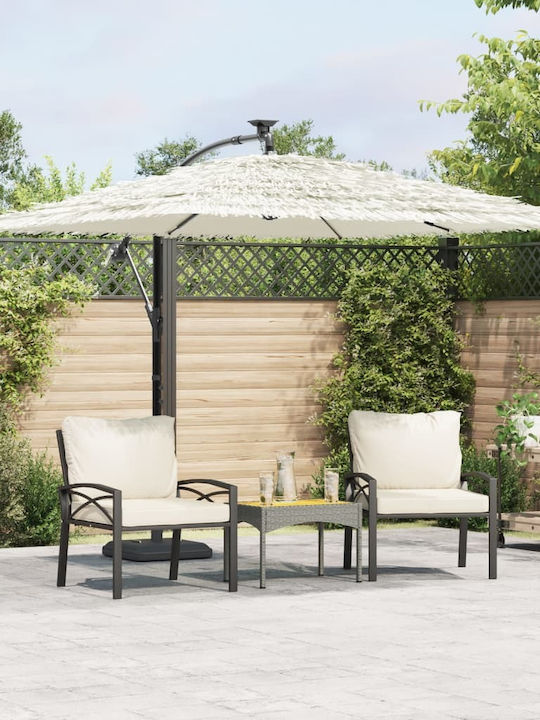 Round Metal White Garden & Terrace Parasol 2.3m