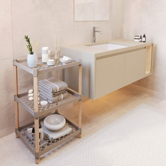 FixWood Επιδαπέδια Ραφιέρα Μπάνιου Πλαστική 45x38x79cm Μπεζ FixWood Επιδαπέδια Ραφιέρα Μπάνιου Πλαστική 45x38x79cm Μπεζ