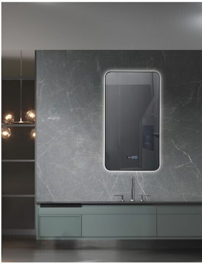 Sparke Rechteckiger Badezimmerspiegel LED Berührung aus Metall 50x90cm Schwarz