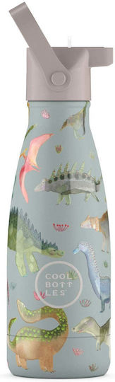 Cool Bottles Παιδικό Παγούρι Θερμός Δεινόσαυρος Σιλικόνης με Καλαμάκι 260ml