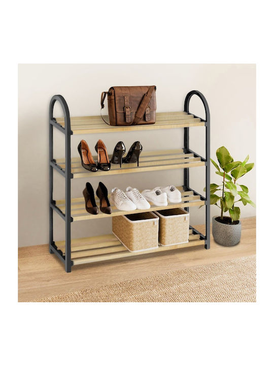 Plastik Schuhschrank mit 4 Regalen Beige L67xW18xH65cm