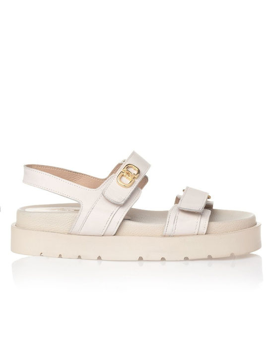 Sante Flatforms Leather Women's Sandals White