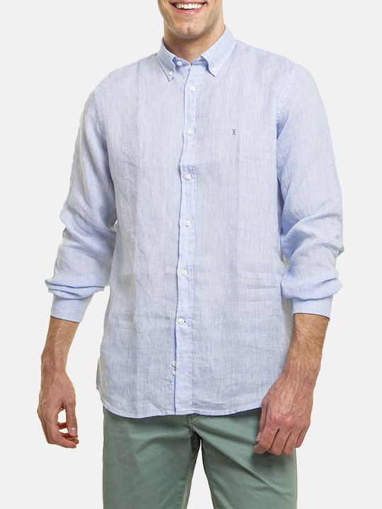 The Bostonians Men's Shirt Long Sleeve Linen LightBlue