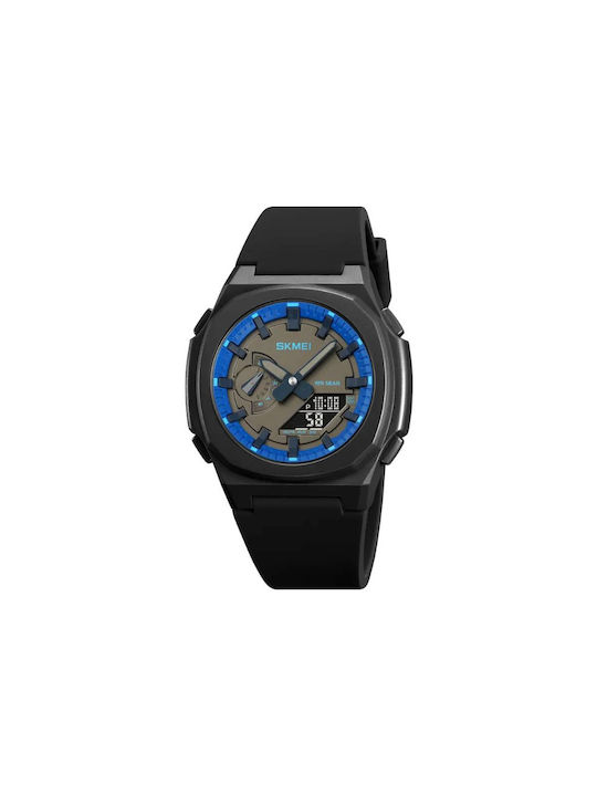 Skmei Analog/Digital Watch Battery with Rubber Strap Black Blue