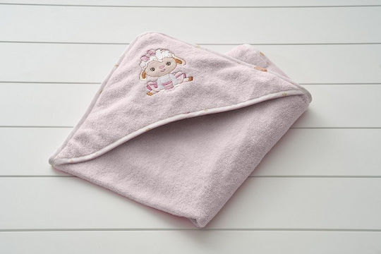 Vesta Home Baby Hooded Bath Towel Lambi Pink 75x75cm