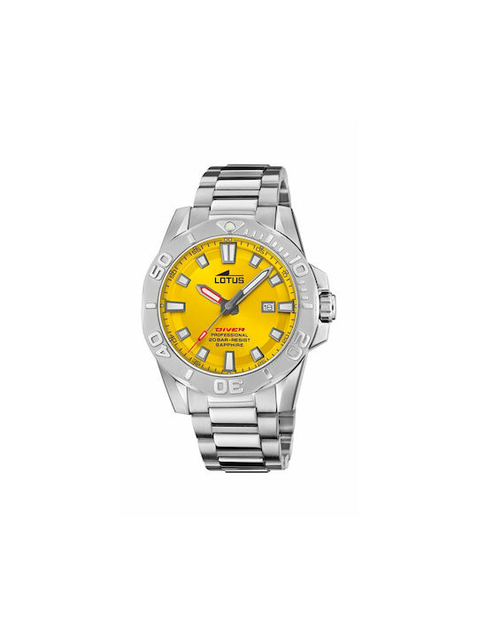 Lotus Watches Ανδρικό Ρολόι Μπαταρίας με Ασημί ...