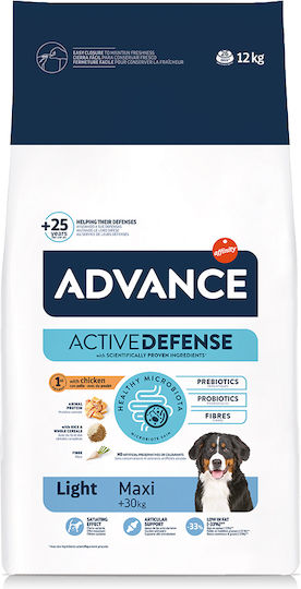 Advance Maxi Light 12kg Trockenfutter für Hunde großer Rassen Diät mit Huhn, Geflügel, Reis und Fisch