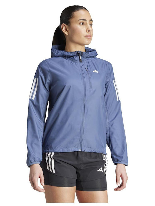 Adidas Scurt Jachetă de femei Puffer pentru iarnă Albastru