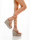 Women's Synthetic Leather Ankle Strap Platforms Beige