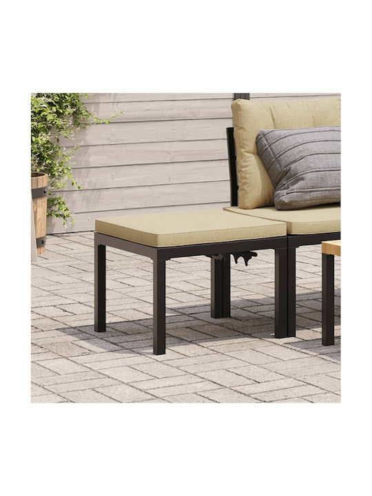 Scaun Metalic Cub Pentru Exterior Cu Pernă Negru 55x55x39.5cm