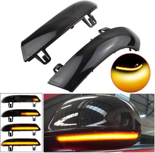 M-tech 242459 Φλας Καθρέπτη Vw Golf V 5 03-08 Jetta Passat B6 3c Sharan Superb Dynamic Led Μαύρα 2 Τεμάχια