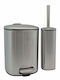 Ankor Inox Toilet Brush and Basket Set Soft Close 5lt Silver