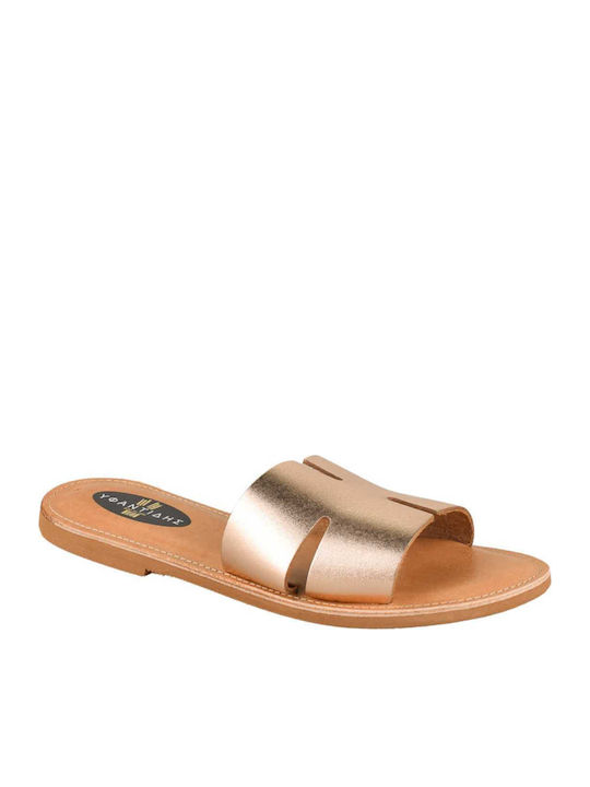 Yfantidis Leder Flache Sandalen für Damen in Go...