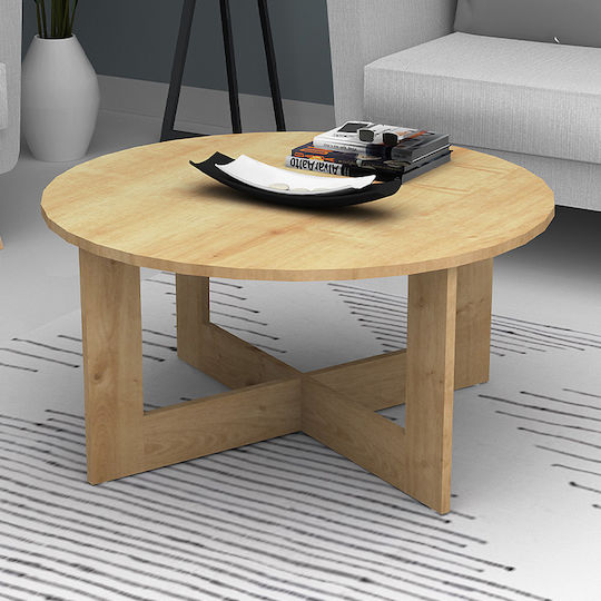 Rundes Zentral Kaffeetisch Kati Holz Natur Eiche M80xL80xH42cm