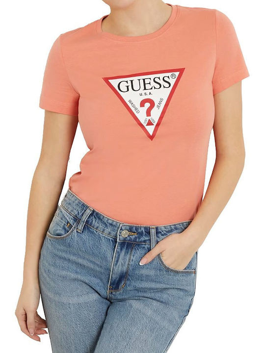 Guess Triangle Γυναικείο T-shirt Πορτοκαλι