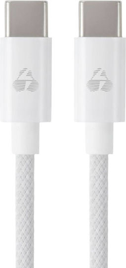 Powertech Braided USB 2.0 Cable USB-C Male - USB-C 60W PD White 1m PTR-0183