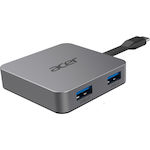 Acer 4in1 USB-C Stație de andocare cu HDMI 4K PD Gri