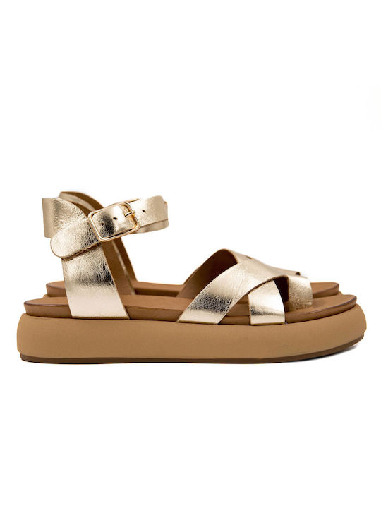 Inuovo Damen Flache Sandalen in Gold Farbe