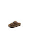 Fantasy Sandals Fantasy Leather Women's Flat Sandals Flatforms in Tabac Brown Color