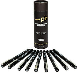 Uni Pin Black Drawing Pen Set 9 Pieces 3296280048659