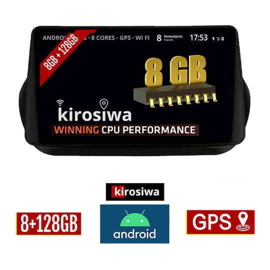 Kirosiwa Car Audio System for Fiat Fiorino / Qubo 2008-2018 (Bluetooth/USB/AUX/WiFi/GPS) with Touch Screen 10"