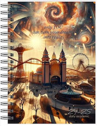 Agenda academică zilnică Linardatos Spiral Luna Park 14 X 21 cm 2024-2025