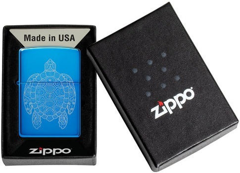 Zippo 46177 Zen Turtle Design Steel Blue