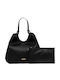 Damen Shopper Tasche Schwarz Set