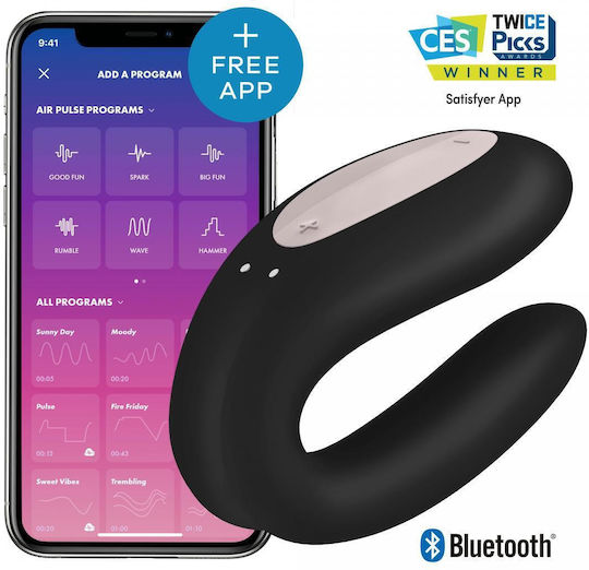 Satisfyer Double Joy Vibrator für Paare mit Fernbedienung 9cm Schwarz