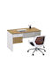 Birou Profesional Elderflower Din Lemn Alb/Natural 120x60x75cm