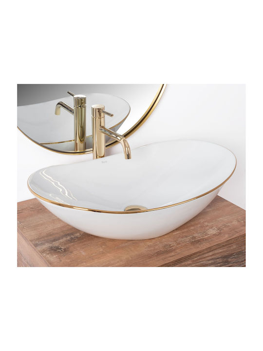 Rea Επικαθήμενος Νιπτήρας Κεραμικός 62.5x36x15cm Gold