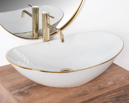 Rea Επικαθήμενος Νιπτήρας Κεραμικός 62.5x36x15cm Gold Rea Επικαθήμενος Νιπτήρας Κεραμικός 62.5x36x15cm Gold