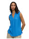 Passager Women's Blouse Sleeveless with V Neckline Blue