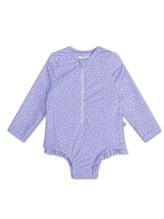 Swim Essentials Kinder Badeanzug Langarm-Einteiler Lila Leopard