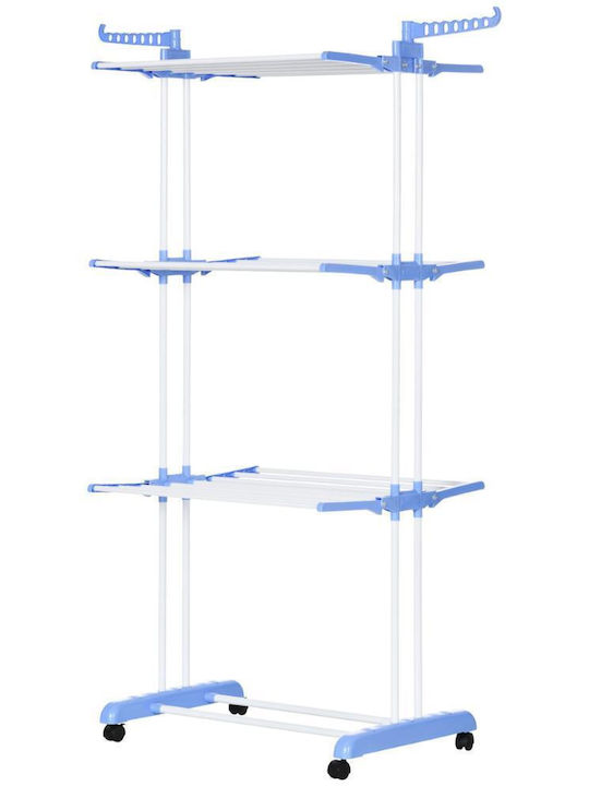 HomCom Stainless Steel Folding Floor Clothes Drying Rack with Hanging Length 6.48m