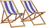 vidaXL Sunbed-Armchair Beach with Reclining 3 Slots Blue Waterproof Set of 2pcs