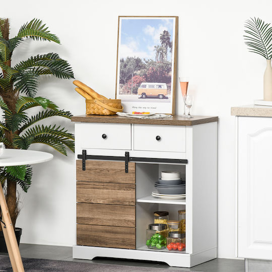 HomCom Ραφιέρα Κουζίνας Ξύλινη 2 Θέσεων 80x39x86cm