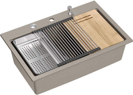 Quadron Drop-In Chiuvetă din Granit Sintetic L76xW50cm Bej