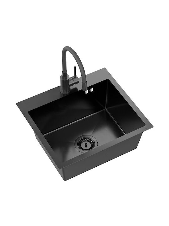 Quadron Ένθετος Νεροχύτης Inox Μ50xΠ45cm Μαύρος