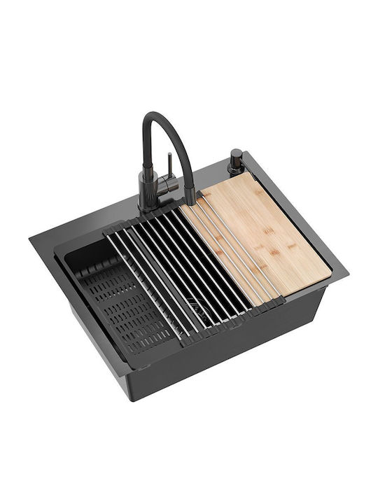 Quadron Ένθετος Νεροχύτης Inox Μ58xΠ45cm Μαύρος