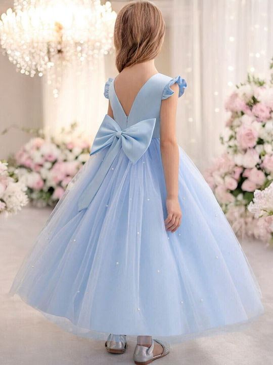 Kinderkleid Ärmellos Tüll Light Blue