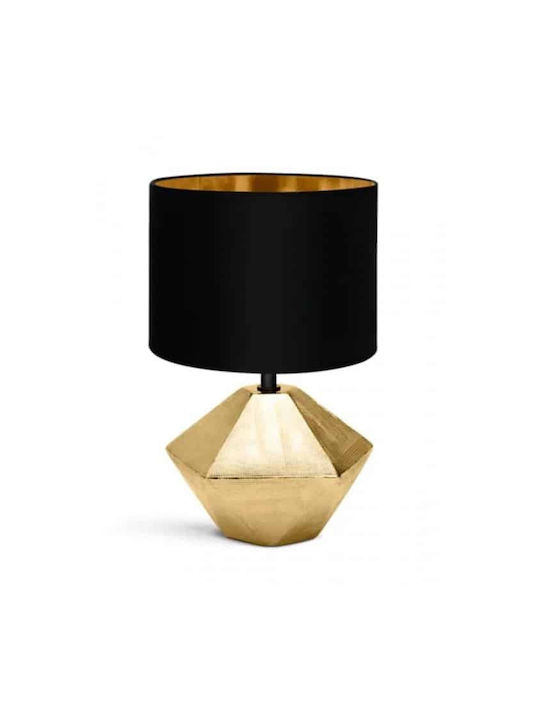 ForHome Ceramic Table Lamp for Socket E14 with Black Shade and Gold Base
