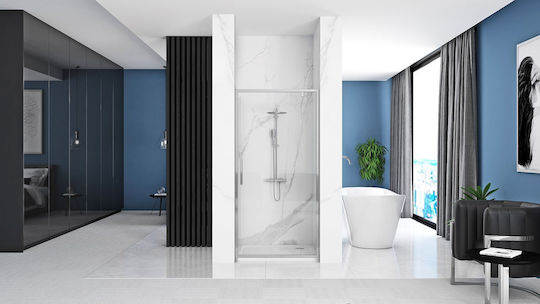 Rea Shower Screen for Shower with Hinged Door 90x195cm Chrome