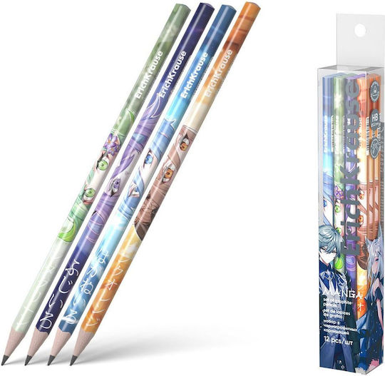 Erichkrause HB Bleistift mit Radiergummi Set von 12 Manga 60726