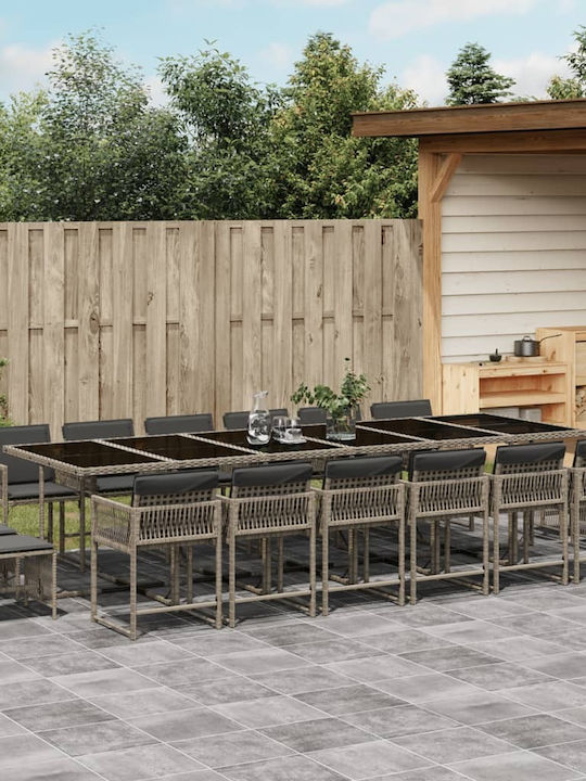 Garden & Outdoor Furniture Set 17 Pieces Gray with Pillows