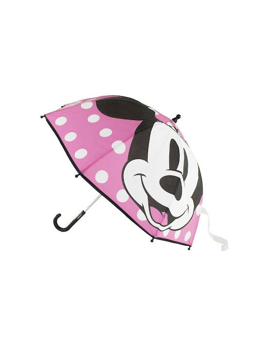 Minnie Mouse Kinder Regenschirm Gebogener Handgriff Rosa mit Durchmesser 78cm.