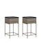 Hocker für Bar Für den Außenbereich Rattan mit Kissen Gray 2Stück 40x40x76cm