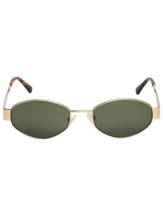AV Sunglasses Gigi Women's Sunglasses with Gold Metal Frame and Green Lens